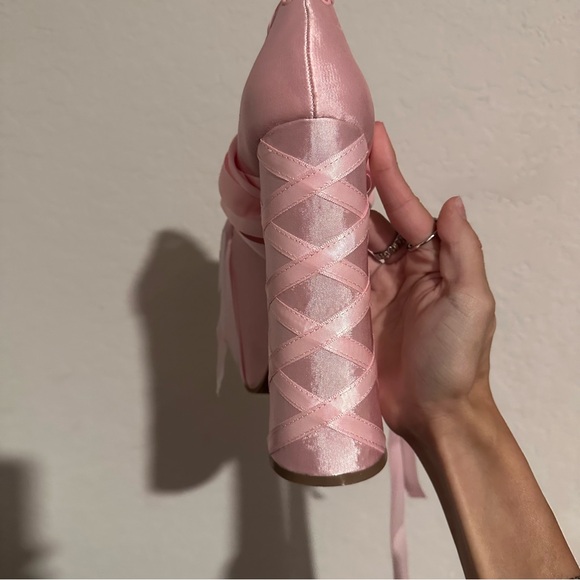 sweet sonata ballet wrap heels in pink by sugar thrillz (dolls kill) - Picture 13 of 15